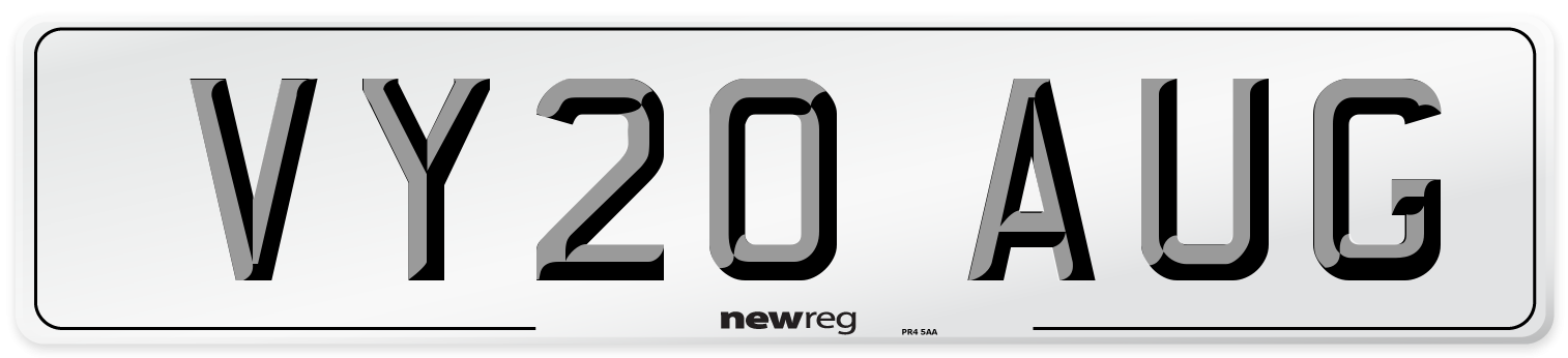 VY20 AUG Number Plate from New Reg